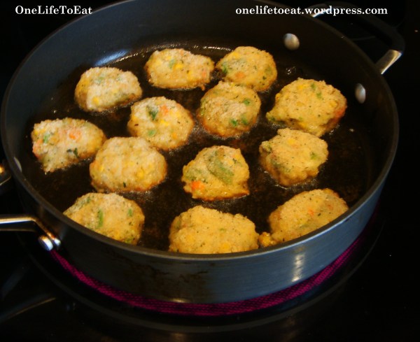 Shallow-fry the patties till golden-brown on each side