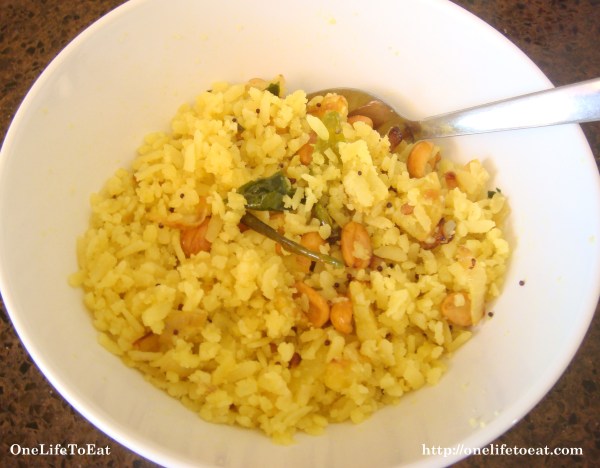 A bowl of prepared Poha