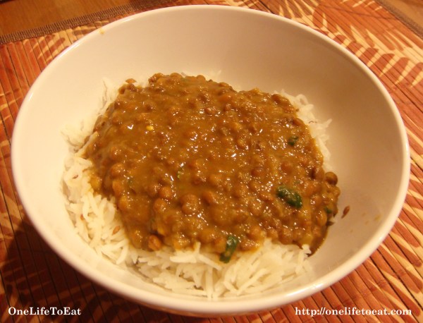 Masoor dal ladled over freshly cooked rice Masoor dal ladled over freshly cooked rice