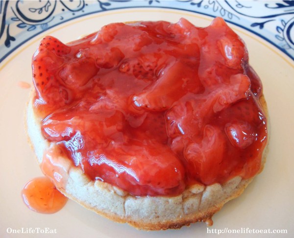 Jenn's strawberry compote over waffles