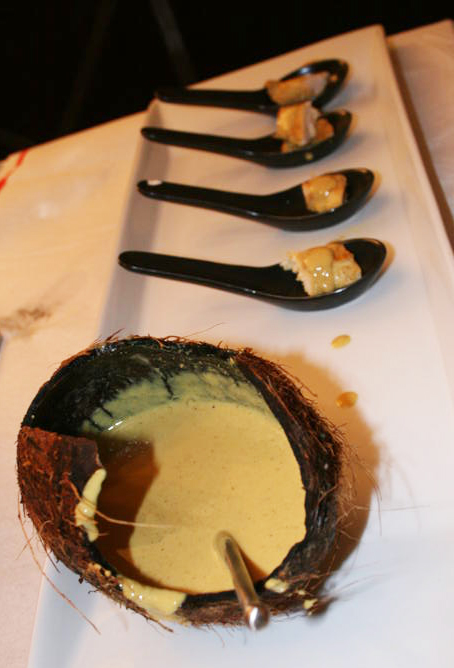 Chick Satay served with a peanut coconut sauce